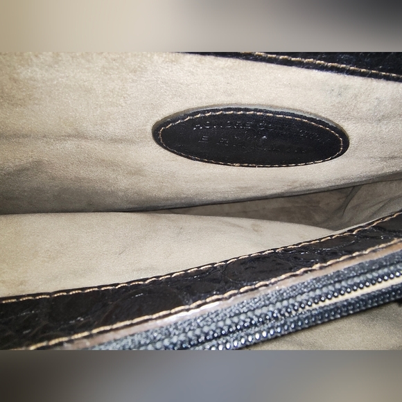 Brahmin Honor Collection Sleek Black Croc Embossed Shoulder Bag - Picture 14 of 16